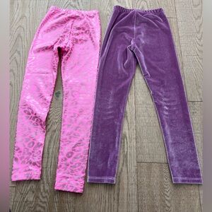 NWT Maggie Rey Made in NY pink and silver metallic and purple velvet leggings 6y